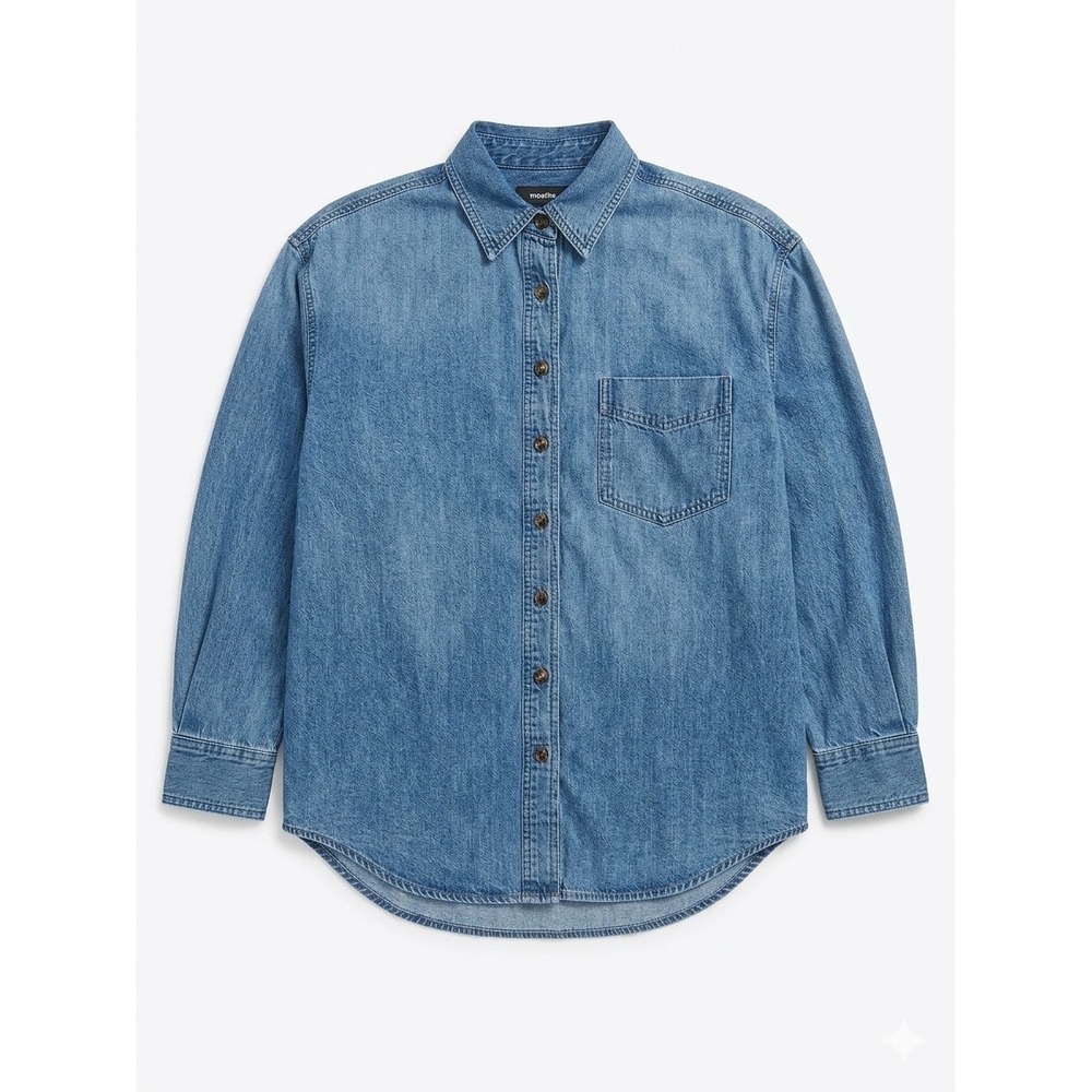 Rivers End Denim Button Down Shirt Mens L Blue Good Y2K Long Sleeve Cotton